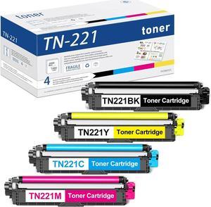 TN-221BK TN-221C TN-221M TN-221Y 4-Color Toner Cartridge Set High Yield Replacement for Brother TN221 TN 221 MFC-9130CW HL-3170CDW HL-3140CW HL-3180CDW MFC-9330CDW Printer 1BK/1C/1M/1Y