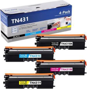 TN431 TN-431BK TN-431C TN-431M TN-431Y Toner Cartridge Black Cyan Magenta Yellow Replacement for Brother TN-431 HL-L8260CDW L8360CDW L8360CDWT MFC-L8610CDW L8900CDW Printer Ink, 4-Pack