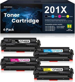 [High Yield] 201X Black Cyan Magenta Yellow Toner Cartridge CF400X CF401X CF402X CF403X Replacement for HP 201X Toner Color Pro M252dw Color Pro MFP M277dw M274n Printer Ink 4 Pack