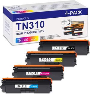 TN-310BK TN-310C TN-310M TN-310Y High Yield Toner Cartridge Set Replacement for Brother TN310 TN 310 HL-4150CDN HL-4140CW HL-4570CDW HL-4570CDWT Printer (Black,Cyan,Magenta,Yellow, 4-Pack)