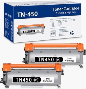 TN450 TN-450 Toner Cartridge High Yield Replacement for Brother TN 450 HL-2240d HL-2270dw HL-2280dw MFC-7360n MFC-7860dw IntelliFax 2840 2940 Pinter Toner 2-Pack Black