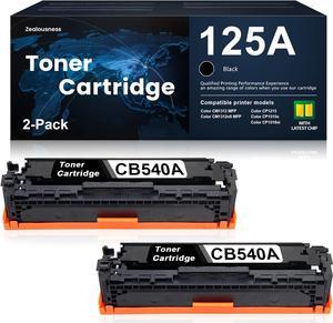 125A Toner Cartridge Remanufactured CB540A High Yield with Chip Replacement for HP 125A CP1215 CP1515n CP1518ni CM1312 MFP Printer (Black, 2 Pack)