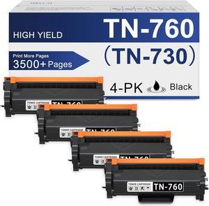 TN760 TN 760 TN-760 4PK Black Toner Cartridge High Yield Replacement for Brother DCP-L2550DW MFC-L2710DW L2750DW L2750DWXL HL-L2350DW L2370DW/DWXL L2390DW L2395DW Series Printer, Up to 3,500 Pages