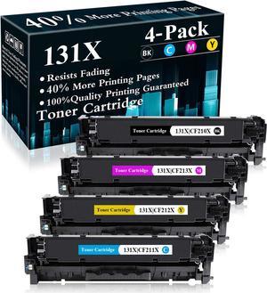 4 Pack (BK/C/M/Y) 131X | CF210X CF211X CF212X CF213X Remanufactured Toner Cartridge Replacement for HP Color Laserjet Pro M251n(CF146A) M251nw(CF147A) M276n(CF144A) M276nw(CF145A) Printer