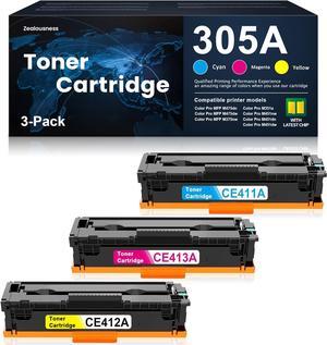 305A Toner Cartridge Remanufactured CE411A CE412A CE413A Cyan Yellow Magenta High Yield Replacement for HP 305A Pro 300 M351a 400 M451nw M451dn M451dw MFP M475dn M475dw M375nw Printer, 3 Pack