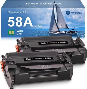 58A CF258A-MYTONER (with Chip) Compatible Toner Cartridge Replacement for HP 58X CF258X for HP M404n M404dn M404dw M404 MFP M428fdw M428fdn M428dw M428 M304 Printer (2-Pack,Black)