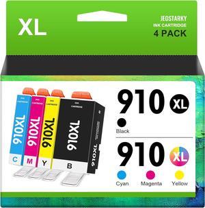 Jeostarky Compatible for HP 910XL Ink Cartridges Combo Pack Replacement for HP 910XL 910 XL Compatible for HP Officejet Pro 8020 8025 8028 8035 8022 Printer (4 Pack 910XL Ink Cartridges Combo Pack)