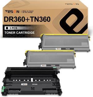 DR360 TESEN Compatible Toner Drum Cartridge Replacement for Brother TN360 DR360 for Brother DCP-7040 DCP-7030 MFC-7840W MFC-7440N MFC-7345N MFC-7340 HL-2170W HL-2140 Printer 3 Packs(1Drum+2Toner)