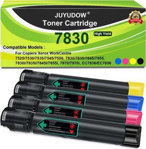 Juyudow Compatible 006R01513 006R01514 006R01515 006R01516 Toner Cartridge Replacement for Xerox WorkCentre 7830 7835 7845 7855 7970 7525 7530 7535 7545 7556 Toner (4 Pack, Black Cyan Magenta Yellow)