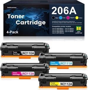 206A W2110A W2111A W2113A W2112A Toner Cartridge High Yield [with Latest Chip] Replacement for HP 206A Color Pro M255dw M255nw M255dn MFP M283fdn M283fdw M283cdw M282nw Printer Ink, 4-Pack (1BK/1C/1M