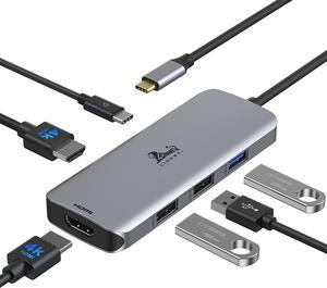 USB C Hub Dual HDMI, 4K Dual Monitors Docking Station to 4K HDMI, 3 USB, PD Charging Port, USB C Adapter Dongle for Dell XPS 13/15, Lenovo Yoga, HP x360 /Elitebook, etc