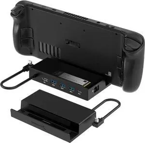 Docking Station Compatible with Steam Deck, 7-in-1 Dock with M.2 SSD Slot, HDMI 2.0 4K@60Hz, Gigabit Ethernet, Dual USB-A 3.2 and Single USB 2.0 Ports with 90W USB-C Charging Port