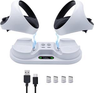 Mcbazel Controller Charging Station for PSVR2 Controller Magnetic Charging Stand Holder Docking Station with LED Indicator, 4 Type-C Magnetic Connector for PS VR2 Dock Stand Accessories