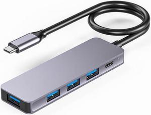 navor 5-in-1 USB C Hub, USB Type-C Adapter with 4 x USB 3.0 Ports, 100W Power Delivery, Compatible with MacBook Pro/Air, Thunderbolt 3/4, Samsung S22, Surface Pro 7 and More Type-C Devices