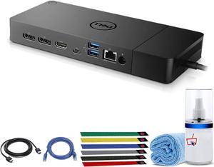 Dell WD19S 130W Computer Docking Station (USB, USB-C, DisplayPort, HDMI, Ethernet Ports) 1-Pack Bundle with LCD Cleaning Kit, Ethernet + HDMI Cable, and (6) Electronics Basket Cable Ties