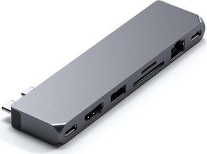 Satechi Pro Hub Max Adapter - USB4, USB-A Data, USB-C Data, GbE, SD/Micro SD Port and Audio Jack - for M2/ M1 MacBook Pro/Air (Space Gray)