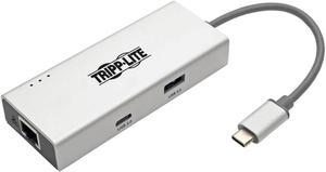 Tripp Lite USB C Docking Station with USB-A Hub, HDMI, Gbe, 4K at 30Hz Portable Thunderbolt 3 Silver