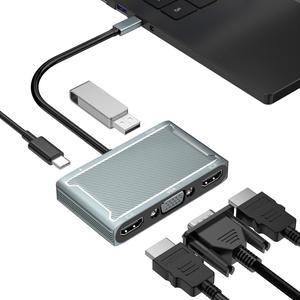 Docking Station for Laptop Triple Display, 5 in 1 USB C Hub Dual HDMI, VGA, USB 3.0, PD Charging Ports for MacBook/Dell XPS/HP/Lenovo/Surface Pro and More