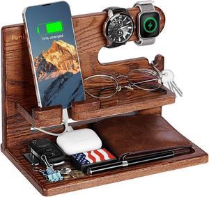 Funistree Gifts for Men Dad Christmas from Daughter Son, Ash Wood Phone Docking Station, Anniversary Birthday Gifts for Him Husband Boyfriend from Wife, Nightstand Organizer Graduation Gifts Ideas