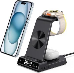 leChivée Wireless Charger for Apple Devices, 3 in 1 Wireless Charging Station Dock for iPhone 15 Pro Max/15 Pro/15/14/13/12, Apple Watch Charger for iWatch Ulltra 2/9/8/7/SE/6/5/4/3, AirPods Pro/3/2