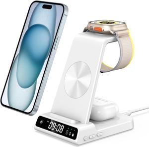 leChivée Wireless Charger for Apple Devices, 3 in 1 Wireless Charging Station Dock for iPhone 15 Pro Max/15 Pro/15/14/13/12, Apple Watch Charger for iWatch Ulltra 2/9/8/7/SE/6/5/4/3, AirPods Pro/3/2