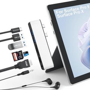 Surface Pro 9 Hub Docking Station, 7 in 1 Triple Display Surface Pro 9 Accessories with 4K HDMI +8K Video Display USB-C Thunerbolt 4 (40G Data+100W Charge), 3.5mm Audio for Surface Pro 9/Pro X