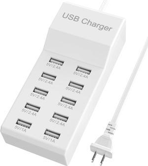 USB Charger Station USB Charging Station Block, 10-Port Family-Sized Smart USB Ports for Multiple Devices Smart Phone Tablet Camera Watch