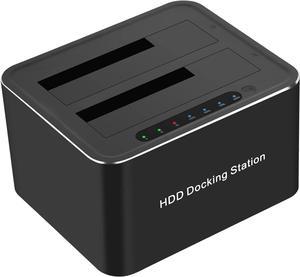 QISUO Dual-Bay Hard Disk Drive Docking Station for 2.5'' and 3.5'' HDD SSD SATA to USB 3.0 HDD Docking Station