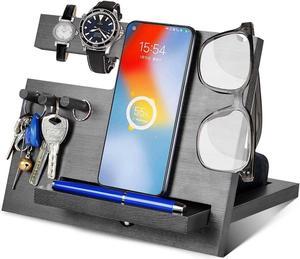 Gifts for Men Bedside Organiser Father's Day Dad Gifts Wood Phone Docking Station Nightstand Organizer Gifts for Dad Anniversary Presents for Men Birthday Gifts for Women Grandpa Husband Fathers Day