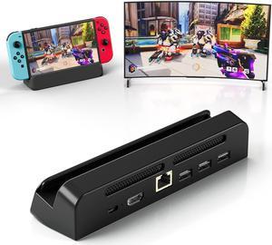 Tinbinx Switch Dock, TV Docking Station for Nintendo Switch/OLED, Switch Portable Charging Stand with Ethernet Port, 4K HDMI 2.0 and USB 2.0 Port, Replacement for Nintendo Switch Dock