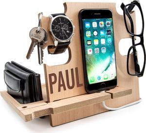 Phone Docking Station, Wood Phone Stand Personalized, Nightstand Organizer, Gifts for Him, Gadgets for Men, Dad Birthday Gift, Fathers Day, Man Ideas, Best Anniversary Presents