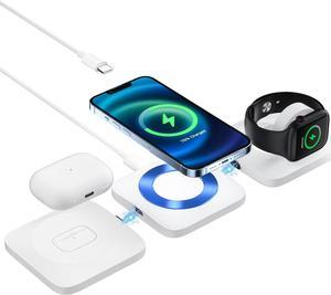 3 in 1 Magnetic Wireless Charger, Qi Wireless Charge Station 15W Fast Charging Stand for iPhone 13/13 Pro/12/12 Mini/12 Pro/12 Pro Max, Apple Watch 7/SE/6/5/4/3/2, Airpods Pro2