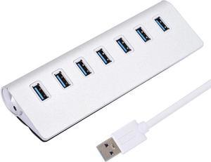 USB Hub, USB3.0 Splitter Docking Station with 7 Port for PC, Laptop, Keyboard, Mouse, Hard Disk Drive, Plug and Play