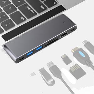 Dual-Type C Hub to HDMI,4K USB3.0 Splitter Port,Laptop Docking Station,7 in 1 USB C Adapter,for MacBook Pro2016/Air18/17/18