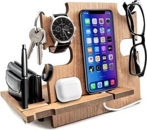 Docking Station, Gift for Men, Birthday Gift, Gift for Him, Docking Station, Wooden Desk Organizer, Cell Phone Stand, Christmas Gift Idea