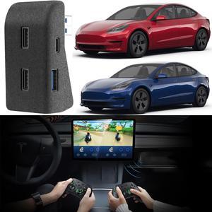 4 in 1 USB Hub for Tesla Model Y Model 3 2021 2022 2023 Docking Station of Glove Box, Multiport Smart Docking Station with 3 USB Ports and 1 Type-C Port Splitter Extension Accessories