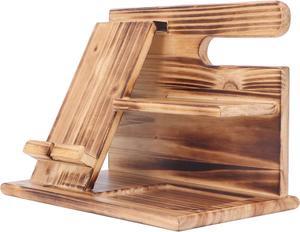 Phone Docking Station, Premium Wood Simple Vintage Style Surface Polishing Sturdy Durable Fadelss Wood Docking Station