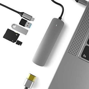 USB C hub,USB C Docking Station,6 in 1 USB C Docking Station Adapter,with 1 4K HDMI-Compatible,1 USB2.0,1 USB3.0,1 PD,SD TF Card Reader,Suitable for USB -C Type Equipment.