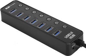 USB Hubs, 7-Port USB 3.0 Hub with Switch Smart 2A Fast Charging Splitter Docking Station PC Accessory