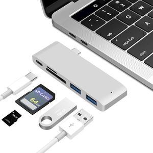 USB C Hub,5 in 1 Type C Hub Adapter,Docking Station with 2 x USB 3.0,SD/Micro SD Interface,Type-C,Data Sync Card Reader