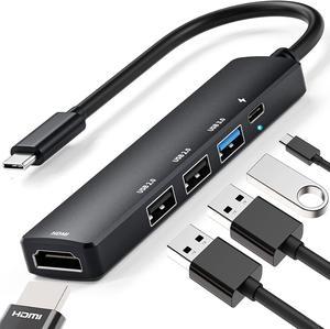 USB C Hub, 5-in-1 USB Multiport Adapter with [4K HDMI], [100W Power Delivery], 1USB 3.0 Port & 2USB 2.0 Ports Fast Data Transfer USB Extender Splitter Compatible with MacBook and Other Type C Devices