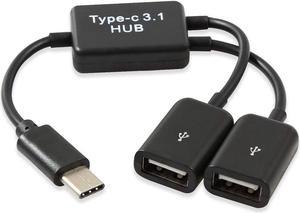 Type-C Docking Station Type C OTG USB 3.1 Male to Dual 2.0 Female OTG Charge 2 Port HUB Cable Y Splitter