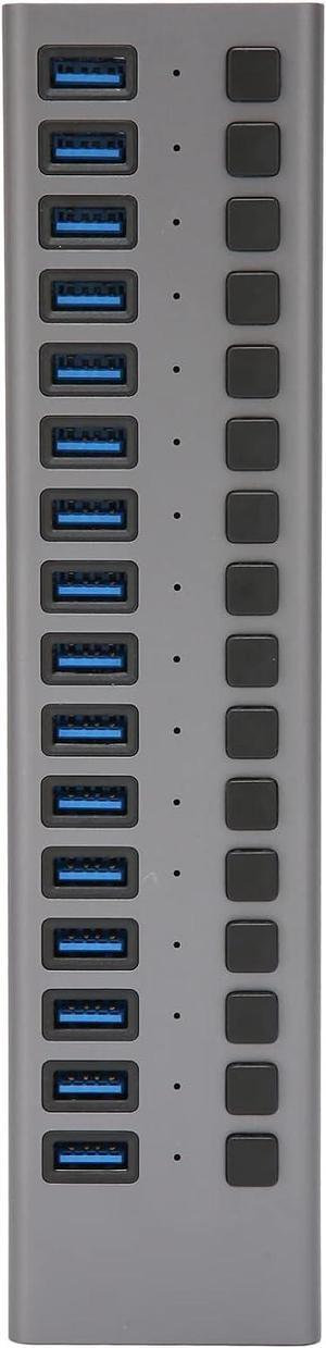 16 Ports USB 3.0 Hub (5Gbps) with Independent Switch for Every USB Port, Built in Surge Protector for Windows Series for OS X for Linux, etc.(US 110-240V)