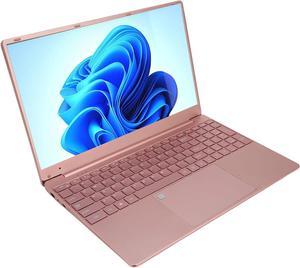 15.6 Inch Laptop, 2K IPS 1080P Laptop with Fingerprint Readerm Quad Core 2.9GHz CPU 12GB RAM 512GB ROM 7000mAh Battery for Win 10, Rose Gold (12+512G US Plug)