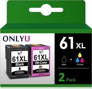 ONLYU Remanufactured Ink-Cartridge Replacement  61XL 61 XL  Envy 4500 5530 5534 5535 Deskjet 1000 1010 1056 1510 1512 2540 3050 3510 Officejet 4630 4635 (1 Black,1 Tri-Color)