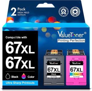 Valuetoner Ink Cartridges Replacement  67XL 67 XL for Envy 6000 6055 6055e 6052 6058 6075 Envy Pro 6400 6455 6455e 6452 6458 DeskJet 4133e 1255 2732 2752 2755 2755e 4140 4152 4155 4155e 2-Pack