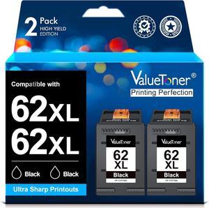 Valuetoner Remanufactured 62XL Black Ink Cartridge Combo Pack Replacement  62XL 62 XL High Yield for Envy 5540 5640 5660 7644 7645 OfficeJet 5740 8040 OfficeJet 250 200 Series Printer (2 Black)