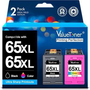 Valuetoner Remanufactured Ink Cartridges Replacement  65XL Ink Cartridge Combo Pack 65 XL for Envy 5055 5052 5058 DeskJet 3755 2655 3720 3722 3723 3752 3758 2652 2624(1 Black, 1 Color)