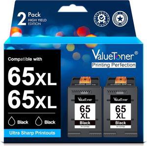 Valuetoner Ink Cartridge Replacement  65 XL 65XL HP65 HP65XL N9K04AN for Envy 5055 5052 5058 DeskJet 3755 2655 3720 3722 3723 3730 3732 3752 3758 2652 2624 High Yield (2 Black)