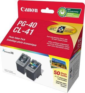 Genuine Canon PG-40/CL-41 Ink Cartridge Photo Value Pack, Black, Tri-Colour and 50 Sheets Photo Paper (0615B010)